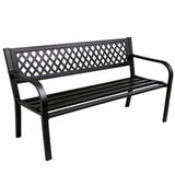 Trädgårdsbänk i stål med ryggstöd 120x49x76 cm svart