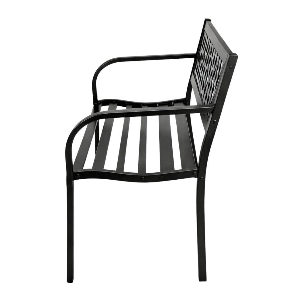 Trädgårdsbänk i stål med ryggstöd 120x49x76 cm svart