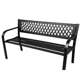 Trädgårdsbänk i stål med ryggstöd 120x49x76 cm svart
