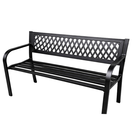 Trädgårdsbänk i stål med ryggstöd 120x49x76 cm svart