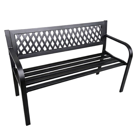 Trädgårdsbänk i stål med ryggstöd 120x49x76 cm svart
