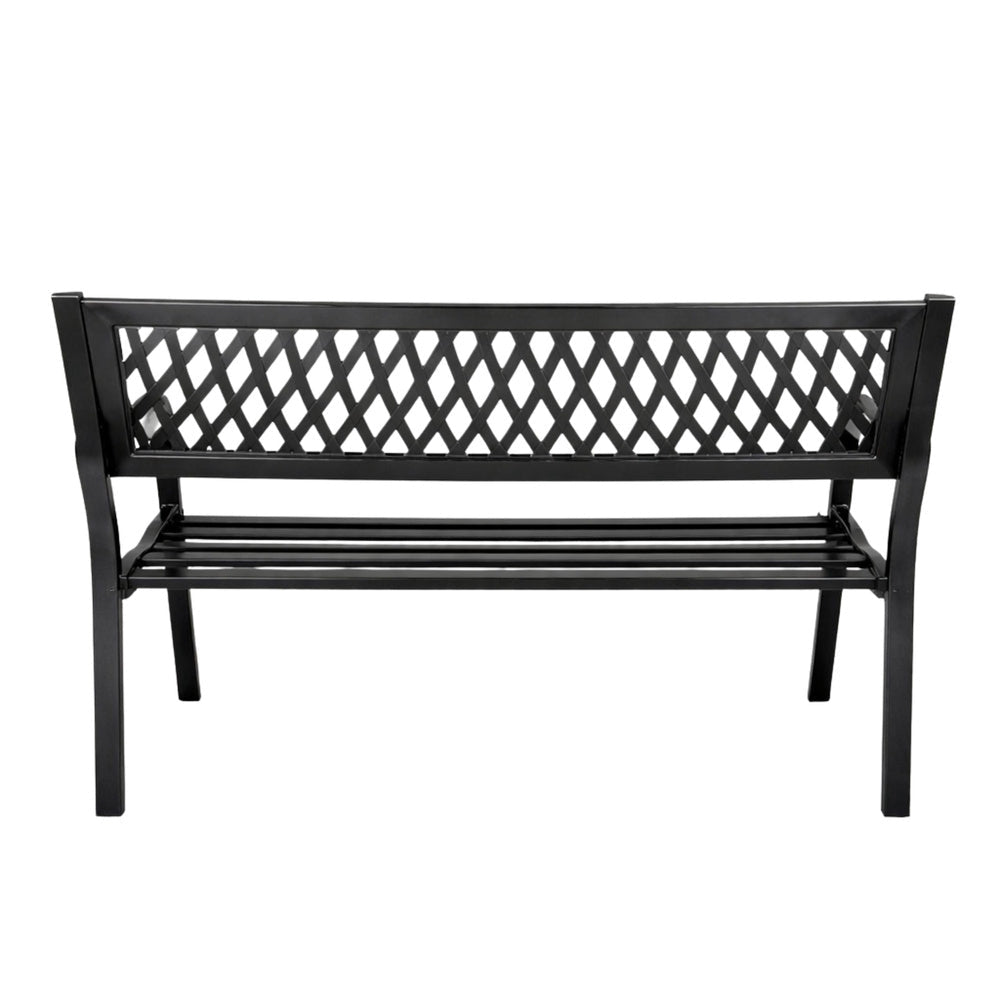 Trädgårdsbänk i stål med ryggstöd 120x49x76 cm svart