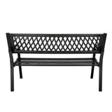 Trädgårdsbänk i stål med ryggstöd 120x49x76 cm svart