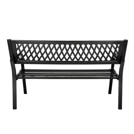 Trädgårdsbänk i stål med ryggstöd 120x49x76 cm svart