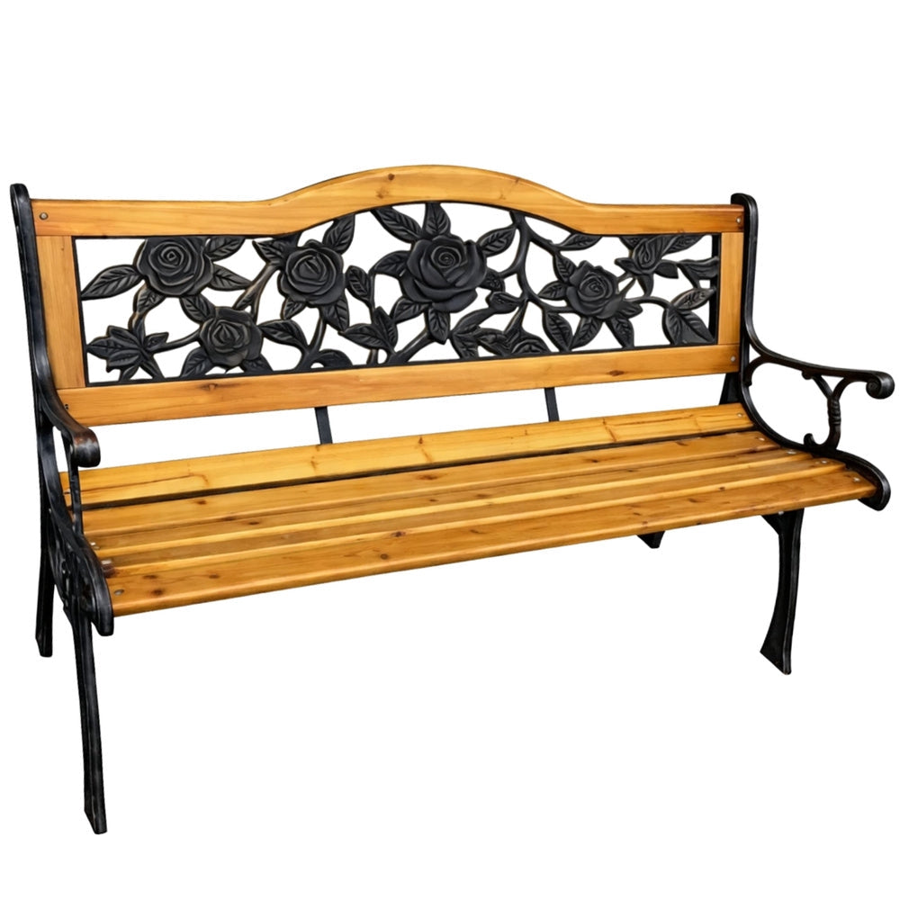 Trädgårdsbänk med ryggstöd poppelträ/metall 125 cm grön detalj