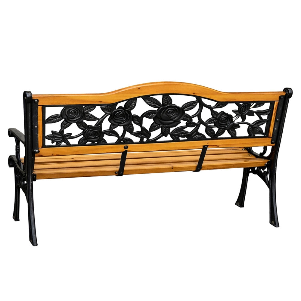 Trädgårdsbänk med ryggstöd poppelträ/metall 125 cm grön detalj