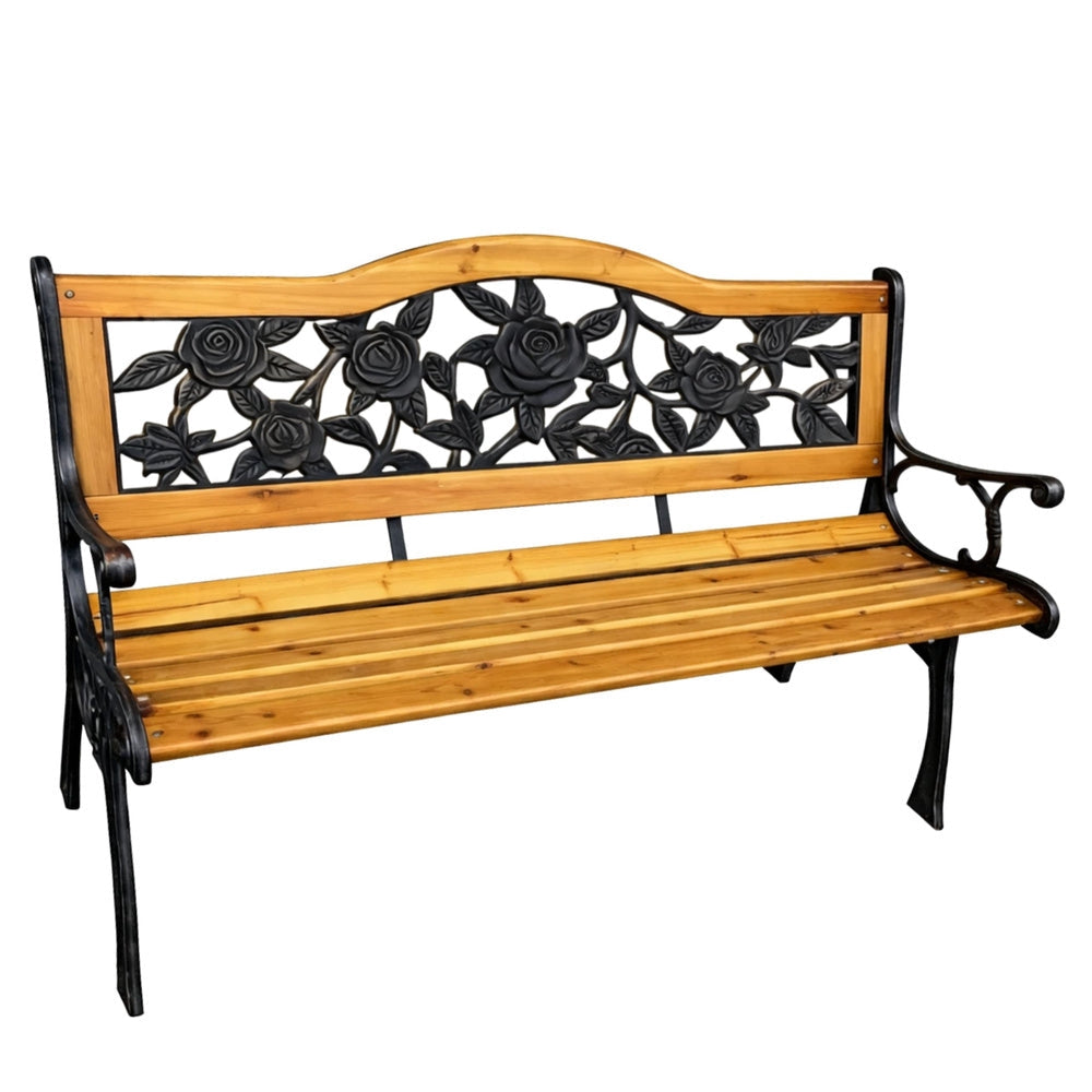 Trädgårdsbänk med ryggstöd poppelträ/metall 125 cm grön detalj