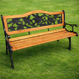 Trädgårdsbänk med ryggstöd poppelträ/metall 125 cm grön detalj