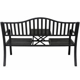 Trädgårdsbänk metall svart 150 cm med utdragbart bord 2-3 sits