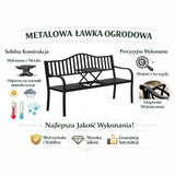 Trädgårdsbänk metall svart 150 cm med utdragbart bord 2-3 sits