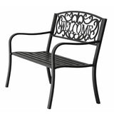 Trädgårdsbänk metall svart matt 127x61x87 cm "WELCOME" 320 kg