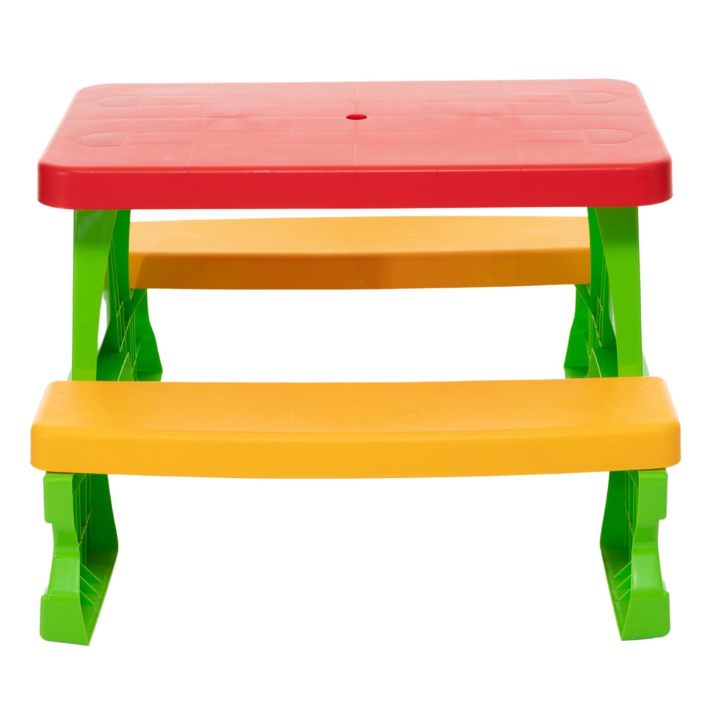 Trädgårdsbord med bänkar för barn, grön, för utomhusbruk
