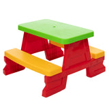 Trädgårdsbord med bänkset för barn, färgglatt utomhusset