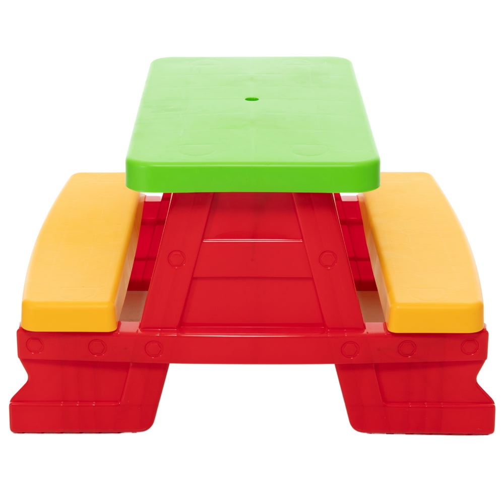Trädgårdsbord med bänkset för barn, färgglatt utomhusset