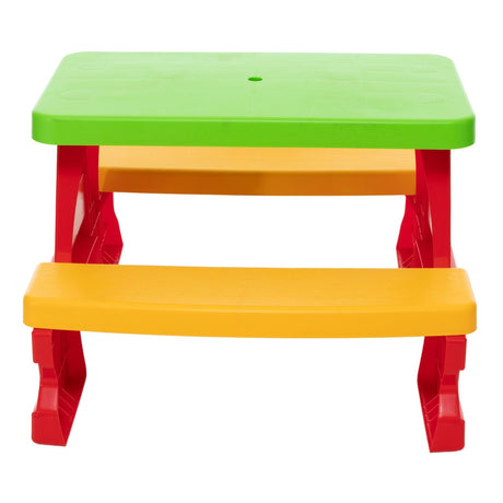 Trädgårdsbord med bänkset för barn, färgglatt utomhusset