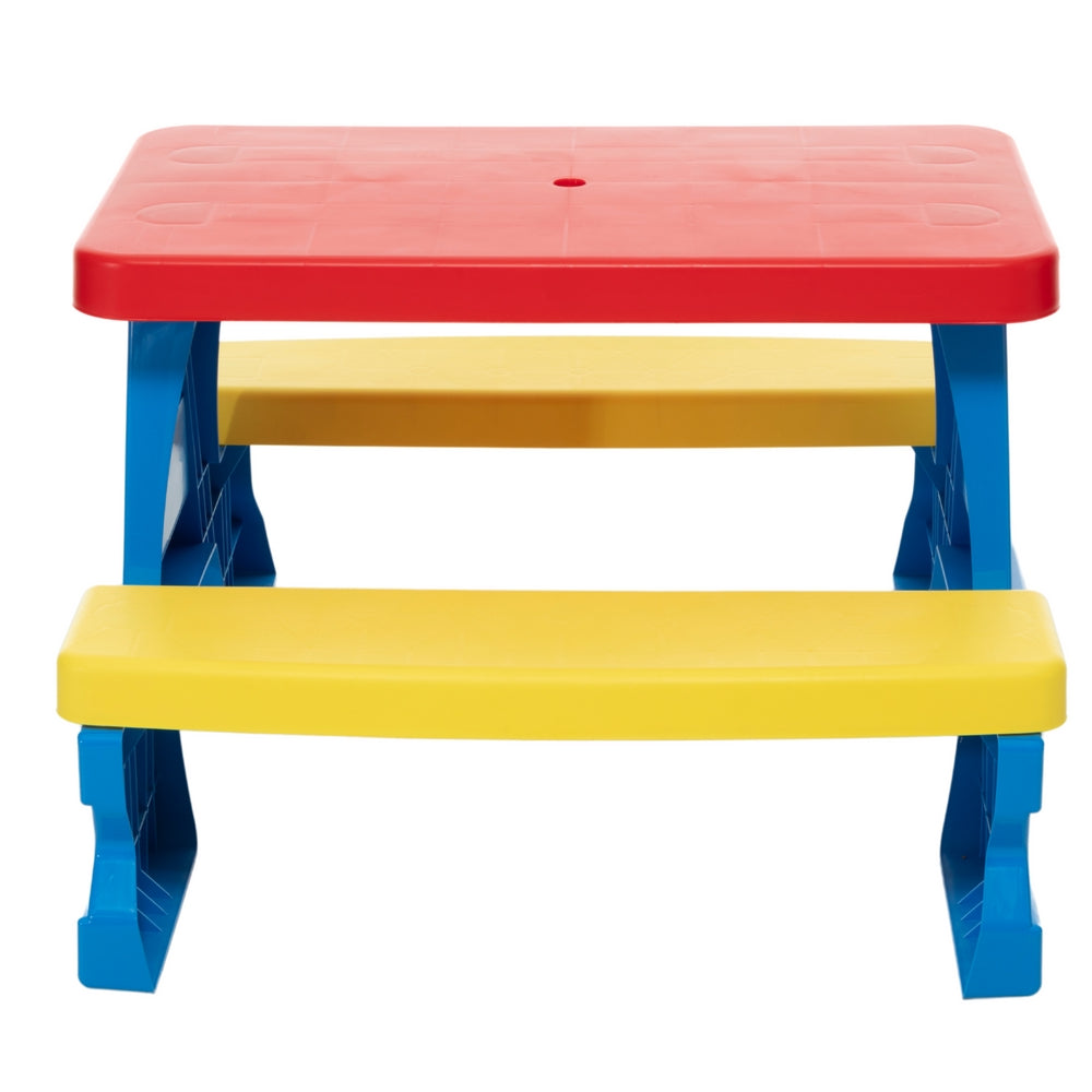 Trädgårdsbord och bänkset för barn blått utomhus