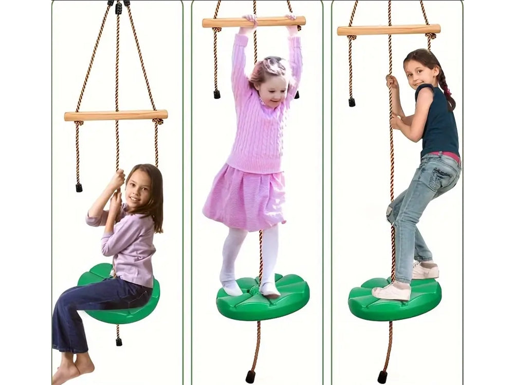 Trädgårdsgunga rund Ø30 cm grön max 75 kg rep 190 cm