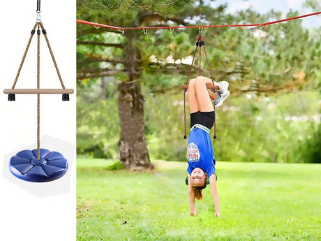 Trädgårdsgunga rund blå Ø30 cm rep upp till 190 cm max 75 kg