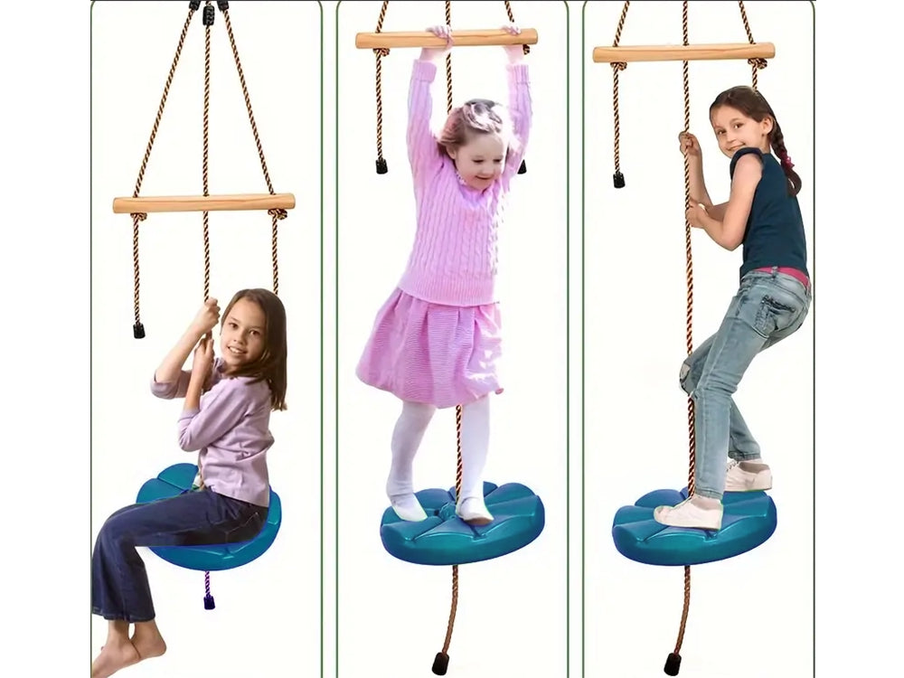 Trädgårdsgunga rund blå Ø30 cm rep upp till 190 cm max 75 kg
