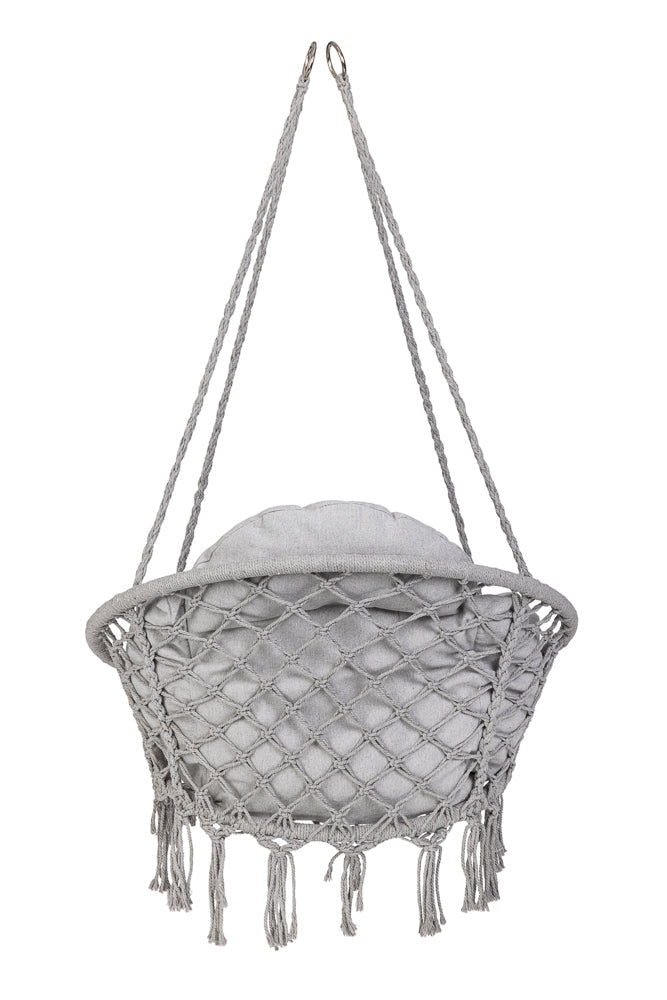 Trädgårdshängmatta rund grå med kudde 150 kg