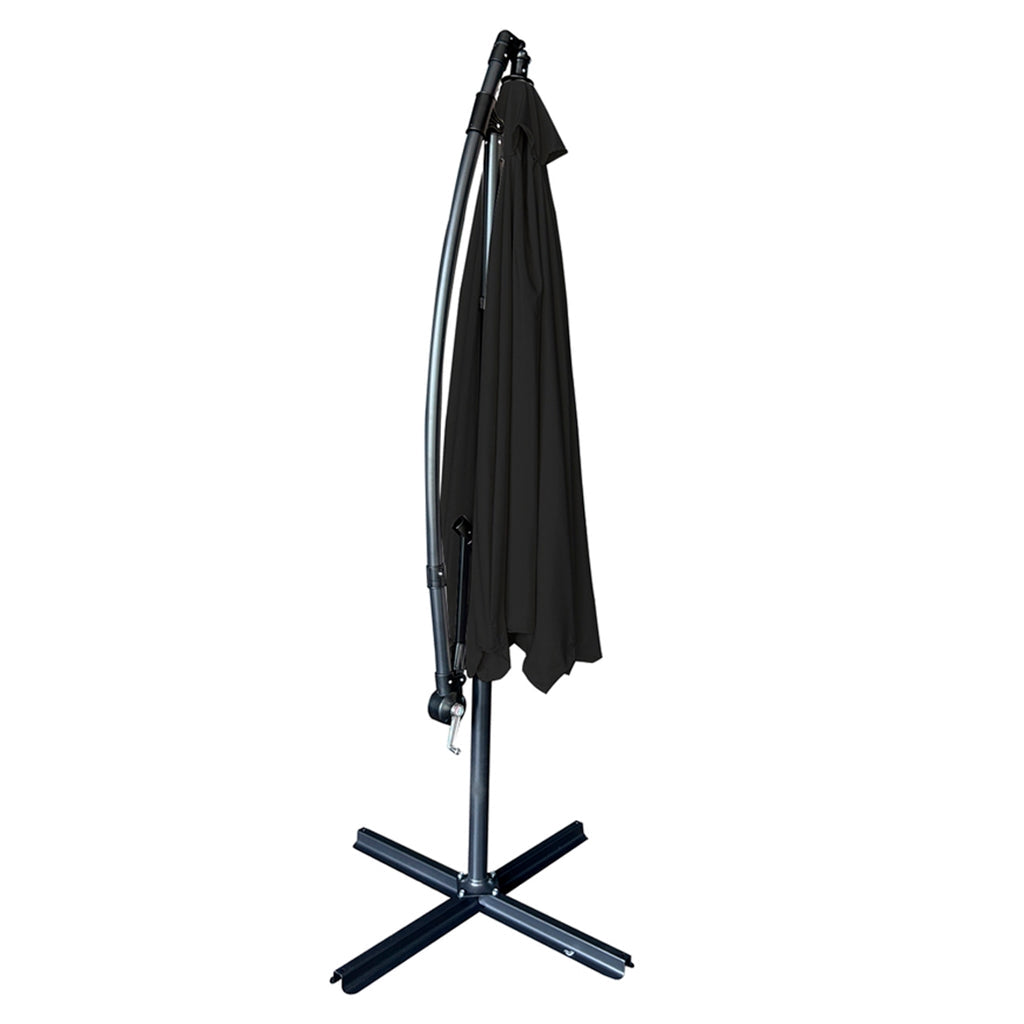 Trädgårdsparaply 290 cm svart med vev, lutning/höjdjustering, hölje