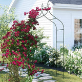 Trädgårdspaviljong spaljé för klätterväxter stål svart 265 cm