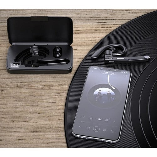 Trådlösa Bluetooth-hörlurar med powerbank-fodral display svart