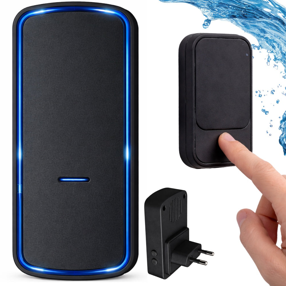 Trådlös dörrklocka IP68 batterifri knapp 130 m 38 melodier