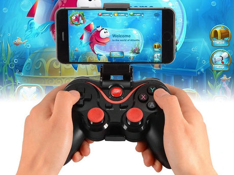 Trådlös gamepad Bluetooth med mobilhållare för iOS/Android/PC svart
