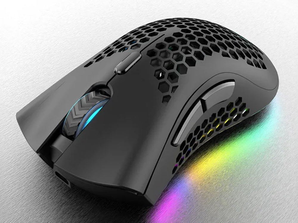 Trådlös gamingmus 2,4 GHz RGB optisk 800–1600 DPI uppladdningsbar