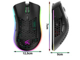 Trådlös gamingmus 2,4 GHz RGB optisk 800–1600 DPI uppladdningsbar