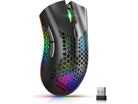 Trådlös gamingmus 2,4 GHz RGB optisk 800–1600 DPI uppladdningsbar