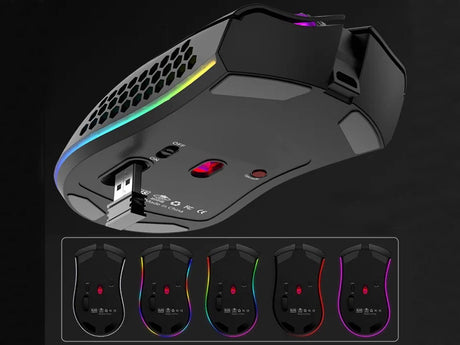 Trådlös gamingmus 2,4 GHz RGB optisk 800–1600 DPI uppladdningsbar