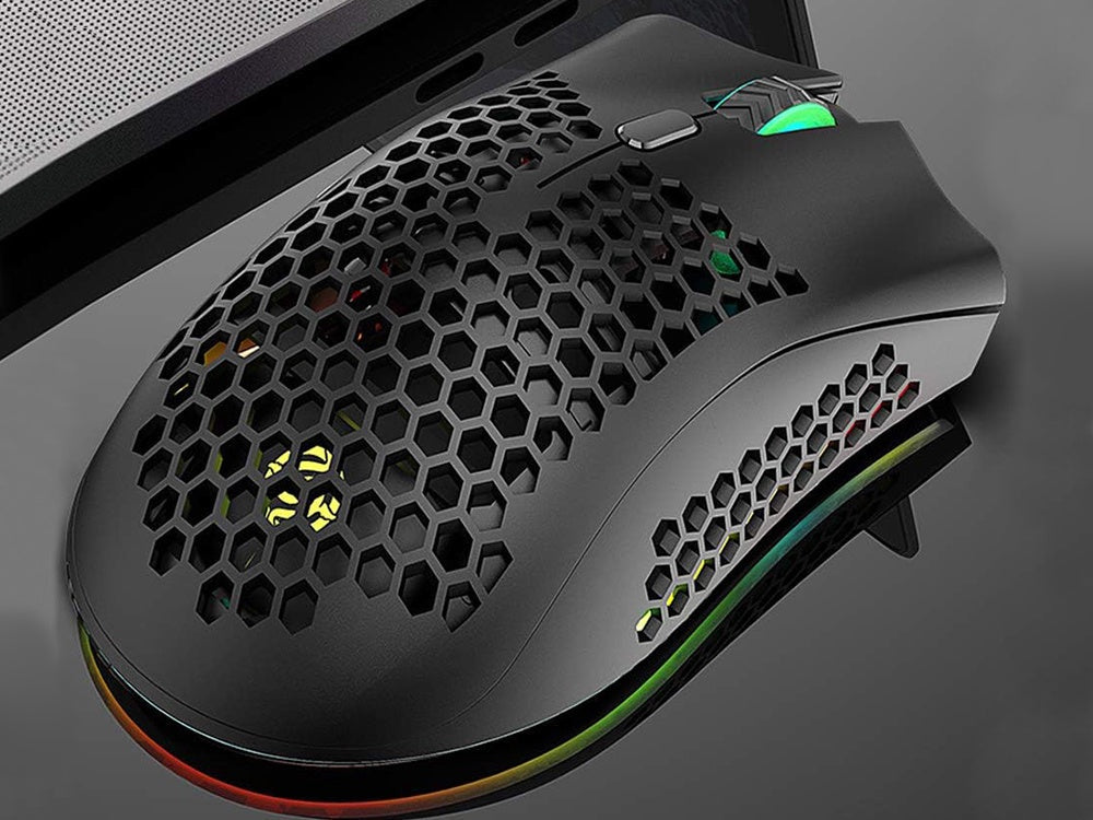 Trådlös gamingmus 2,4 GHz RGB optisk 800–1600 DPI uppladdningsbar