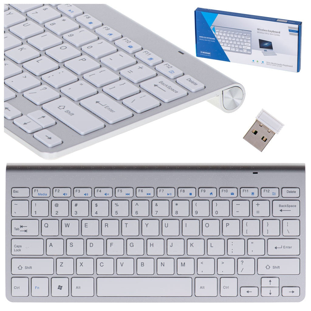 Trådlöst tangentbord 2.4GHz USB silver för Smart TV/PC/Mac/Android
