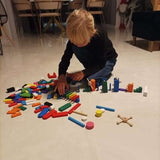Trädominoset 407 delar, 360 färgblock med tillbehör och väska