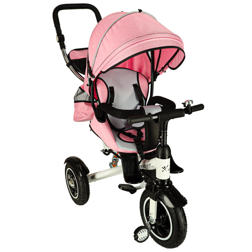Tre-hjulig barnvagn/cykel 3-i-1 rosa 1-6 år roterbart säte