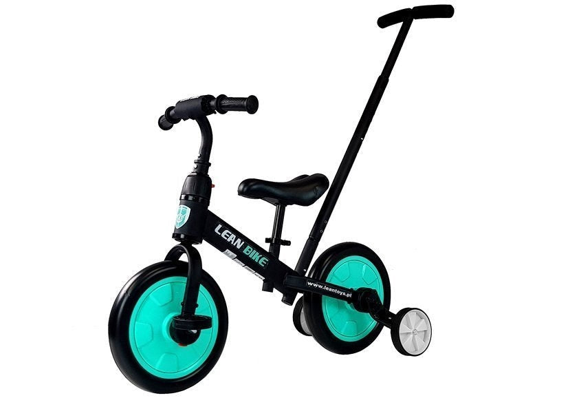 Trehjuling barn 3+ 3-i-1 med avtagbara hjul/pedaler svart/mint