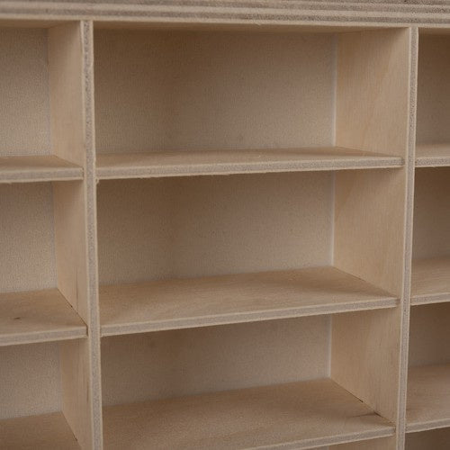 Trähylla för leksaksbilar 54 fack plywood furu 60x40 cm