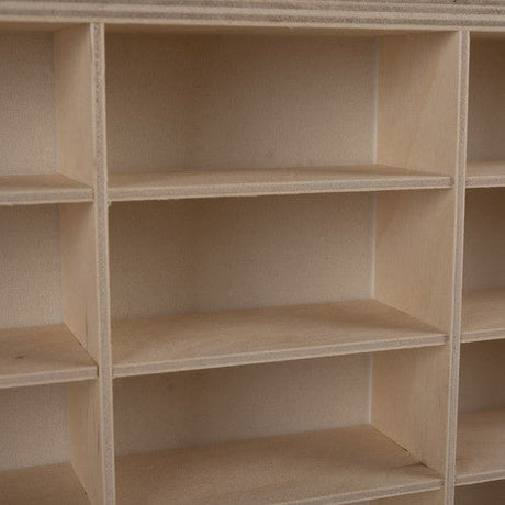 Trähylla för leksaksbilar 54 fack plywood furu 60x40 cm