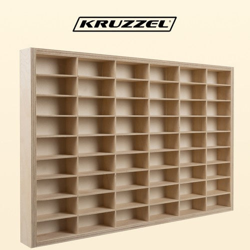 Trähylla för leksaksbilar 54 fack plywood furu 60x40 cm