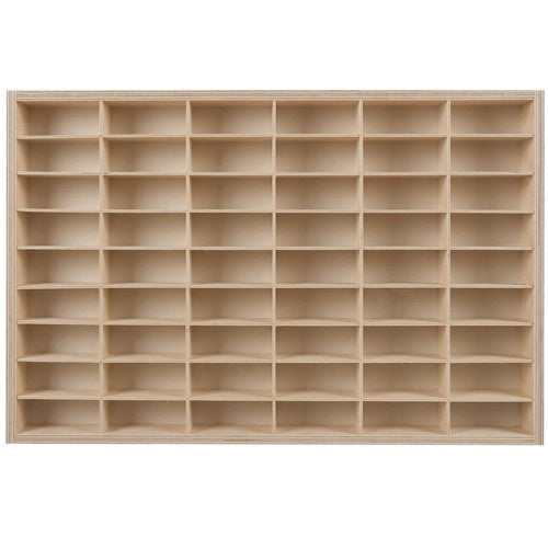Trähylla för leksaksbilar 54 fack plywood furu 60x40 cm