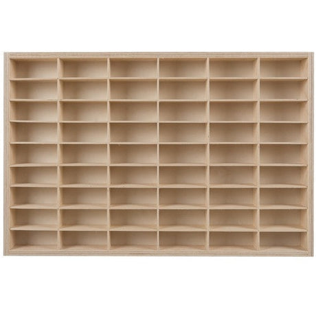 Trähylla för leksaksbilar 54 fack plywood furu 60x40 cm