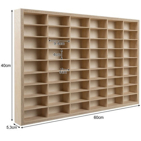Trähylla för leksaksbilar 54 fack plywood furu 60x40 cm