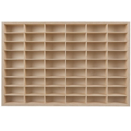 Trähylla för leksaksbilar 54 fack plywood furu 60x40 cm
