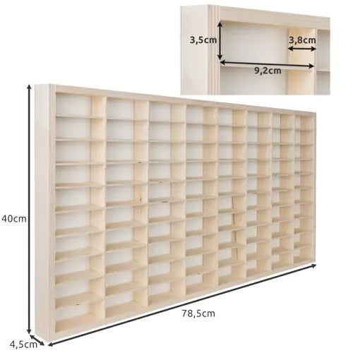 Trähylla för leksaksbilar 80 fack plywood furu 78,5x40 cm