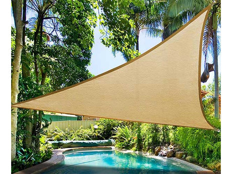 Triangulärt solsegel 3x3x3 m polyester vattenavvisande UV-skydd beige
