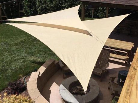 Triangulärt solsegel 3x3x3 m polyester vattenavvisande UV-skydd beige