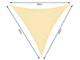 Triangulärt solsegel 3x3x3 m polyester vattenavvisande UV-skydd beige