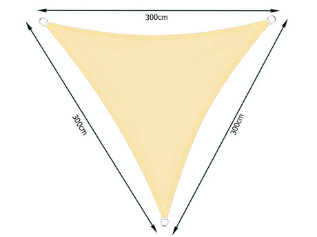 Triangulärt solsegel 3x3x3 m polyester vattenavvisande UV-skydd beige